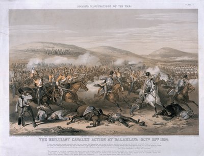 La brillante action de cavalerie à la bataille de Balaclava, 25 octobre 1854, gravée par Edmund Walker, publiée en 1854 - Henry Martens